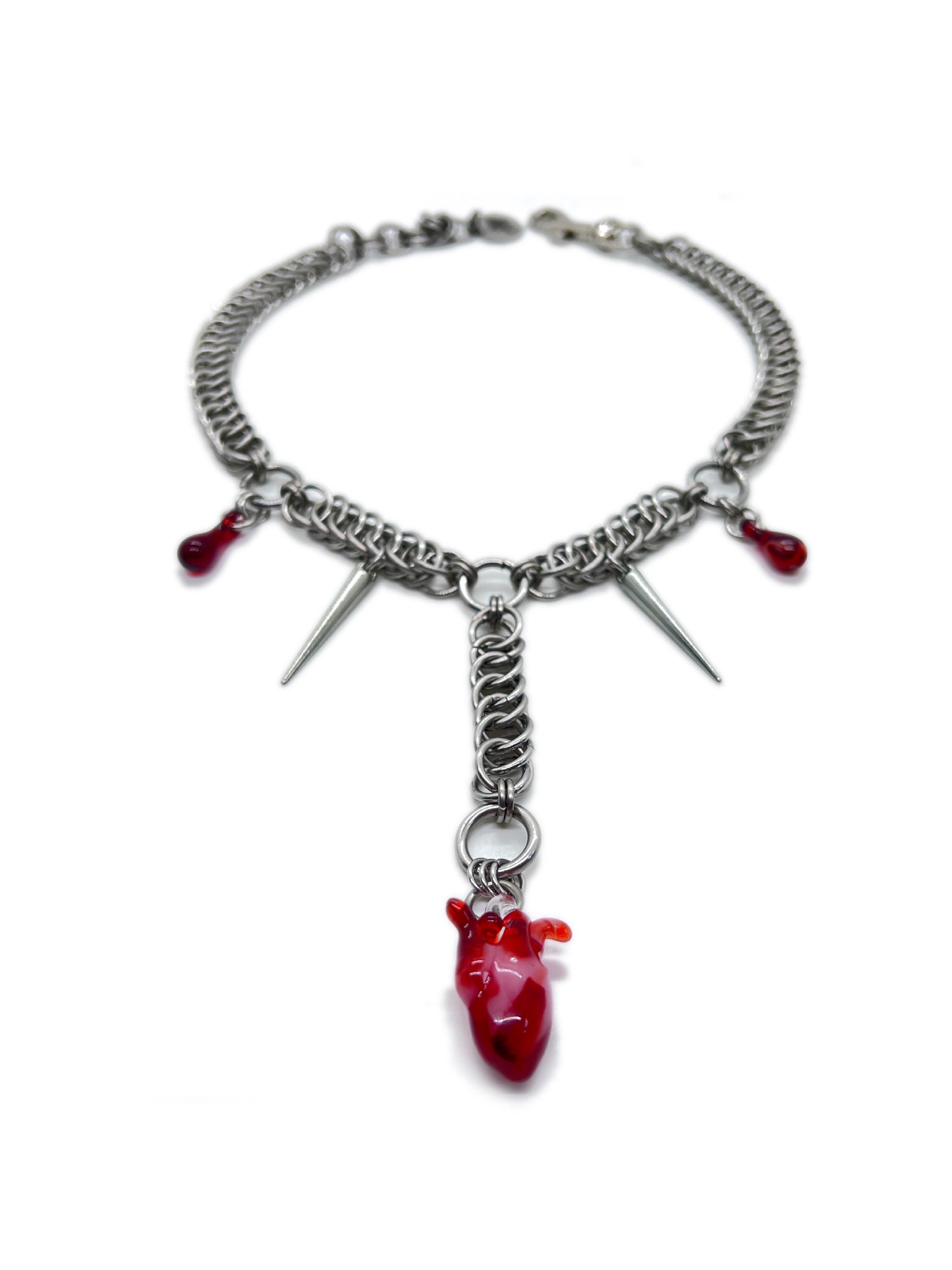 Crimson Heart Rosary Necklace