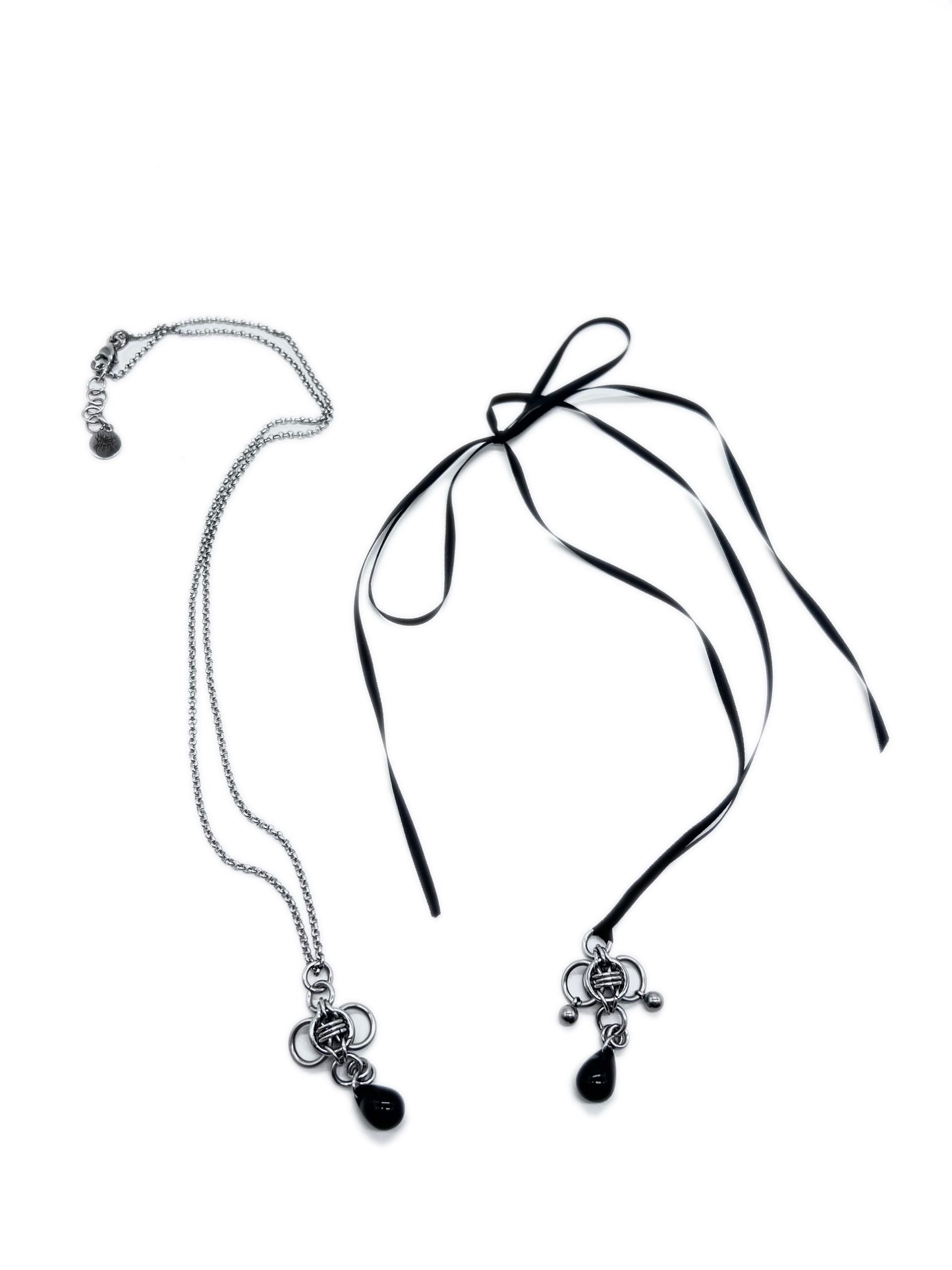 Mini Trinity Pendant Necklace (Ribbon)