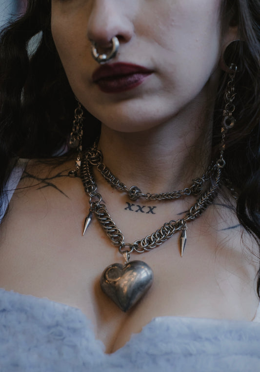 Metal Heart Spike Necklace
