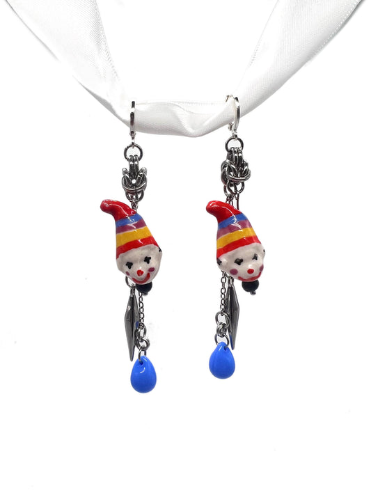 Orange Clown Earrings