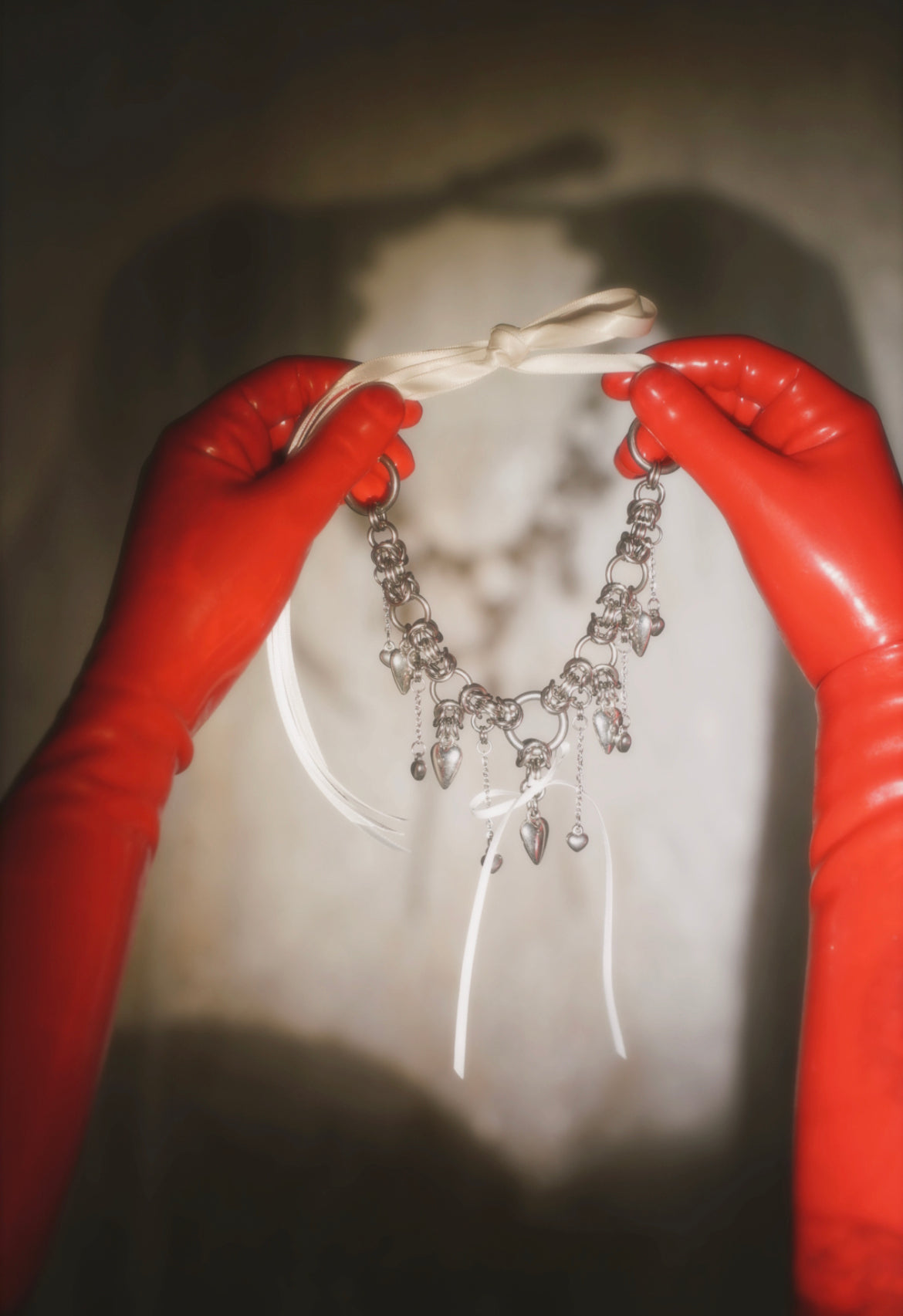 Tethered Heart Ribbon Choker